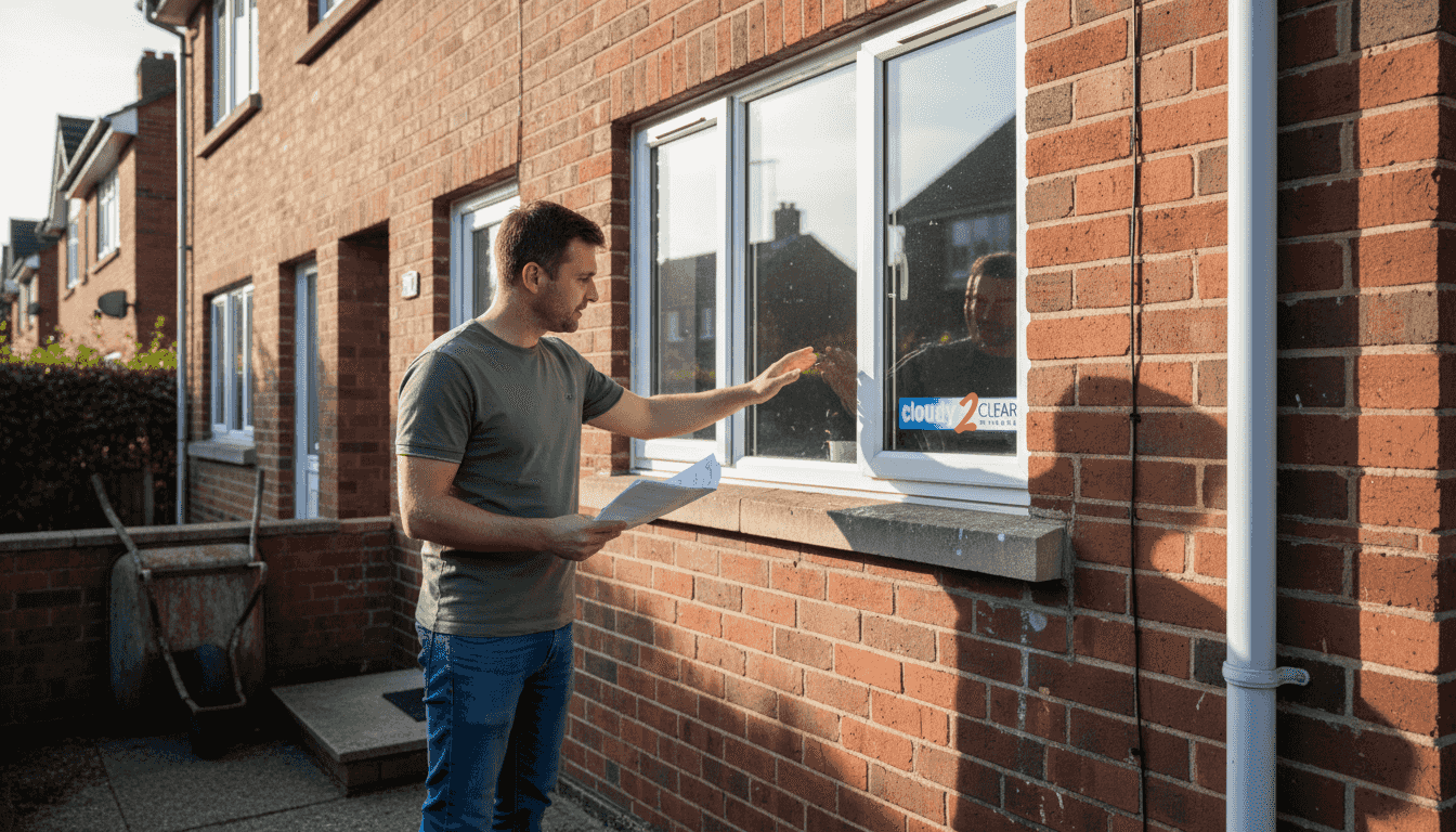 Homeowner reviews new window for compliance
