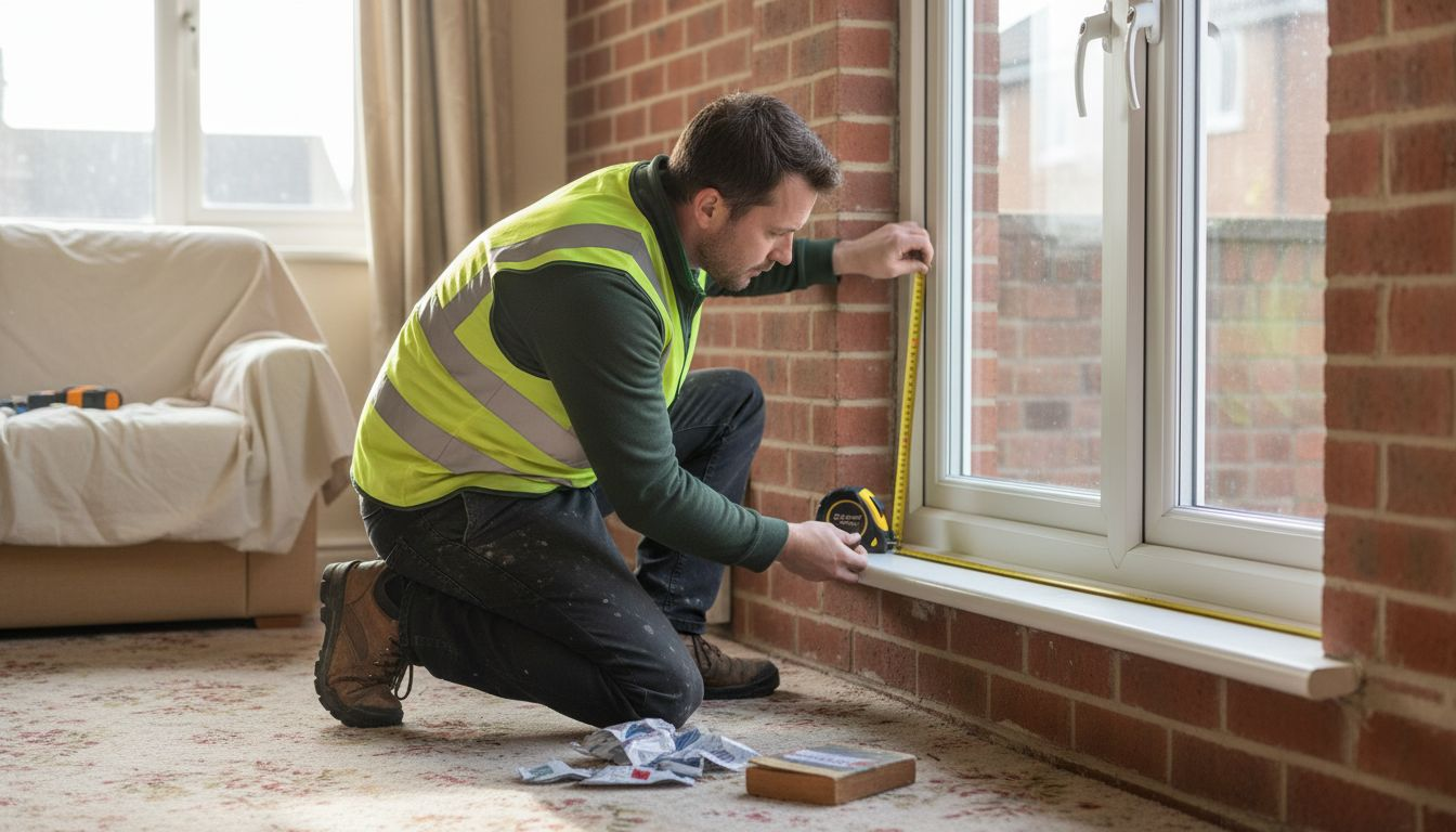 Installer fitting new window in British home