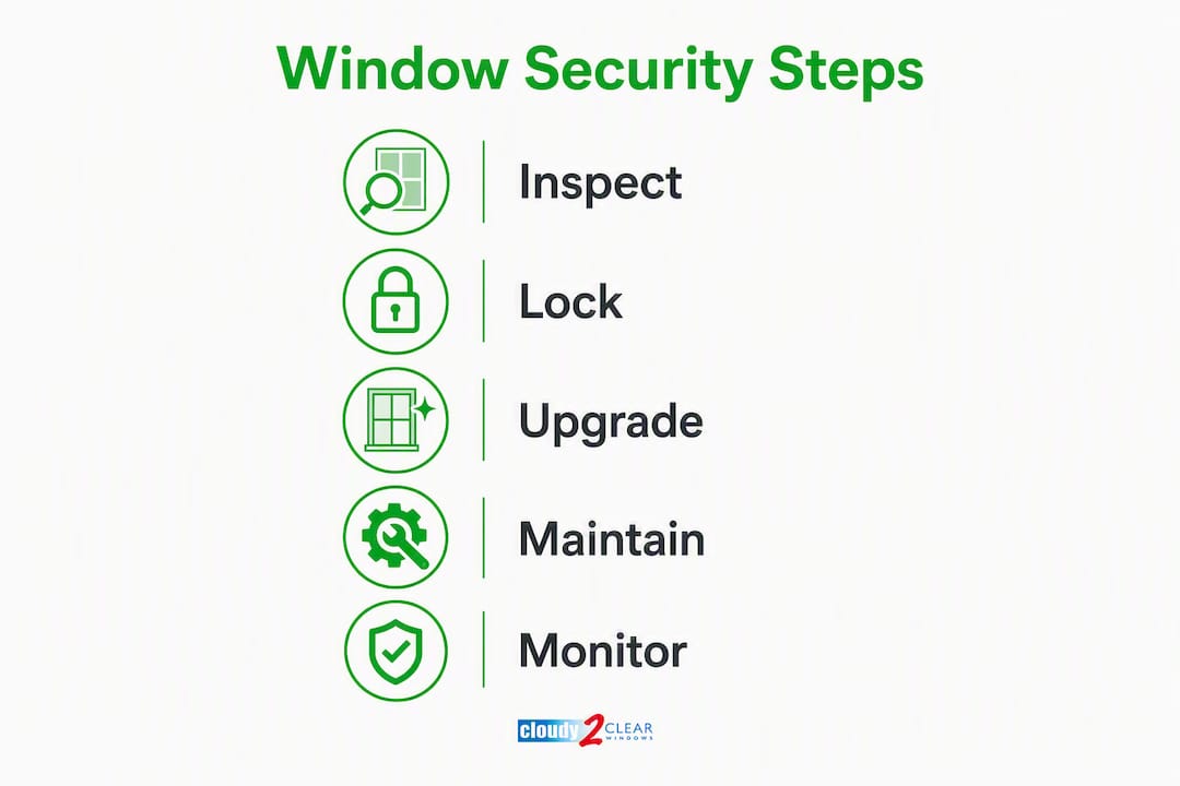 Infographic showing five key window security steps