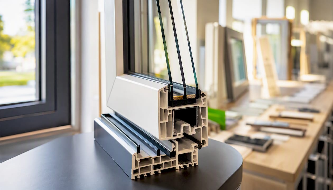 Cross-section of insulated window frame