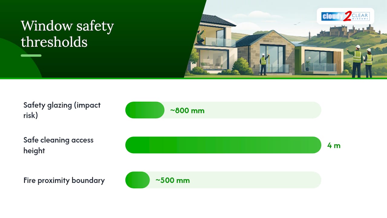 Diagram summarizing window safety regulation thresholds