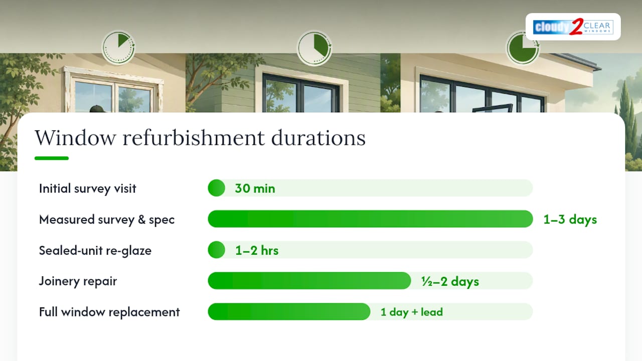 Diagram of window refurbishment stages and durations