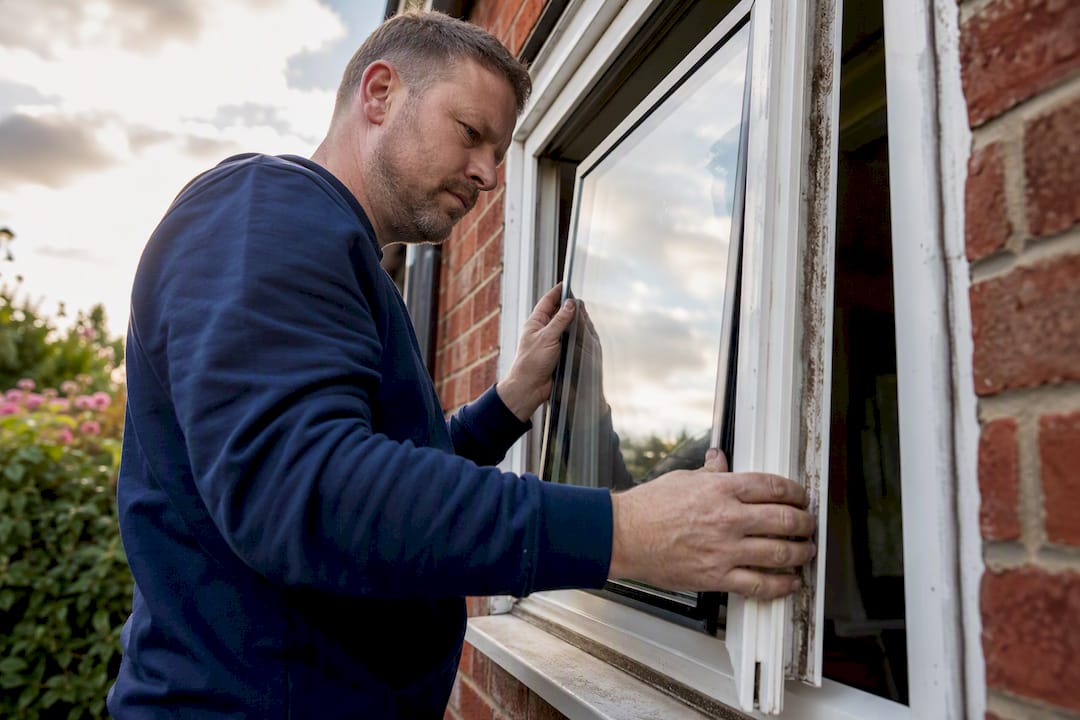 Installer fitting double glazing sealed unit