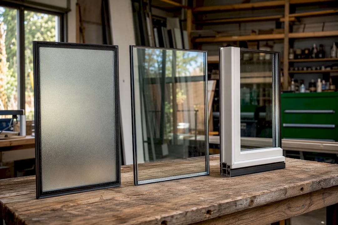 Three types of double glazing repair options displayed