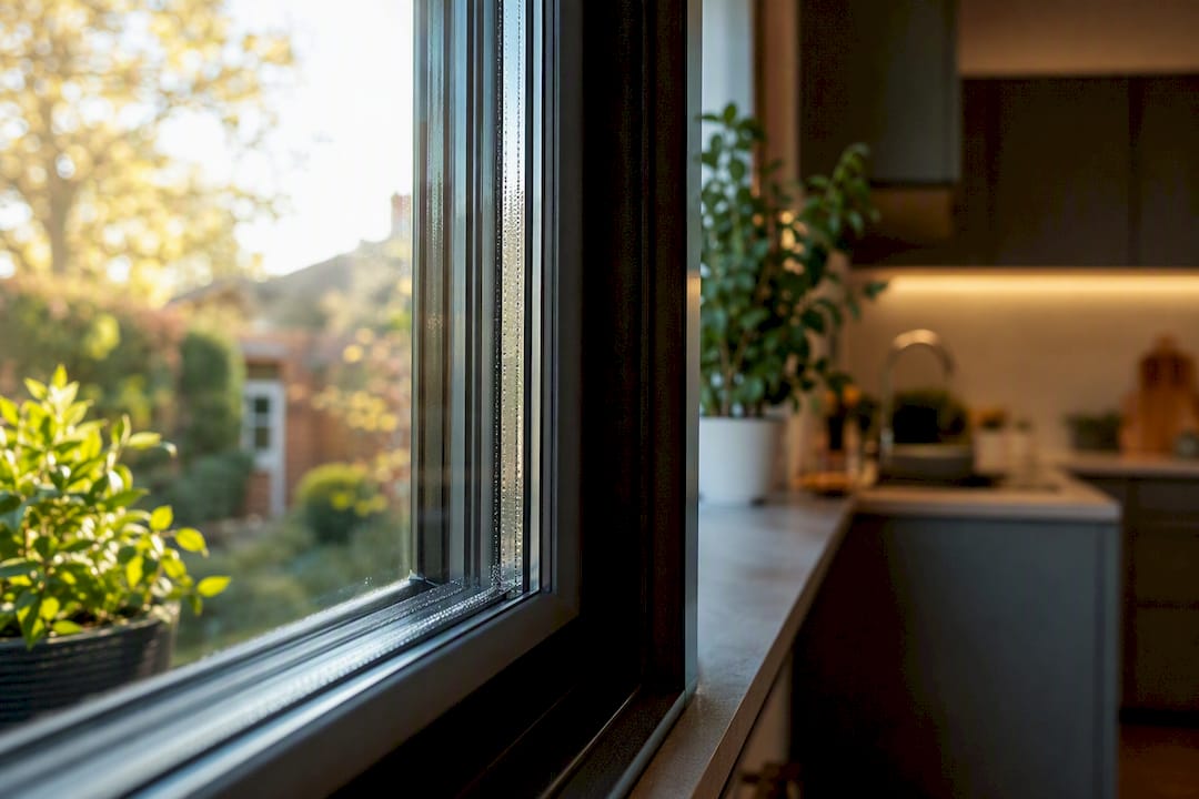 Close-up of acoustic laminated double glazing