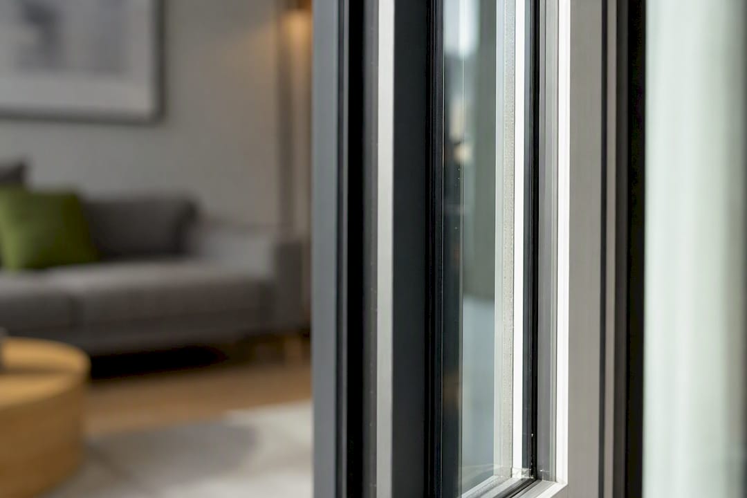 Close-up of triple glazing narrow cavity detail