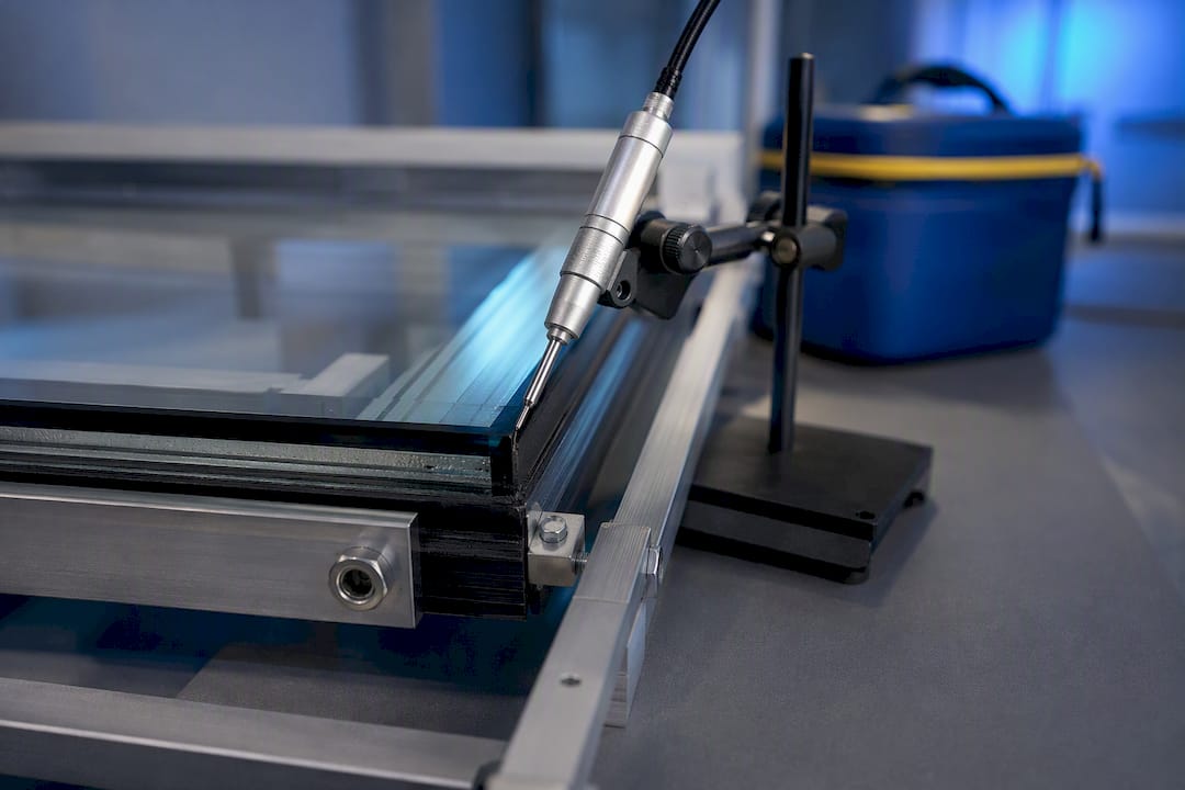 Insulating glass unit in laboratory test fixture