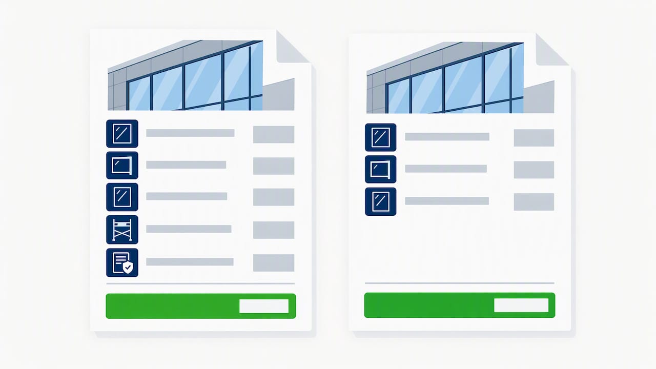Two glazing quotes with differing included costs
