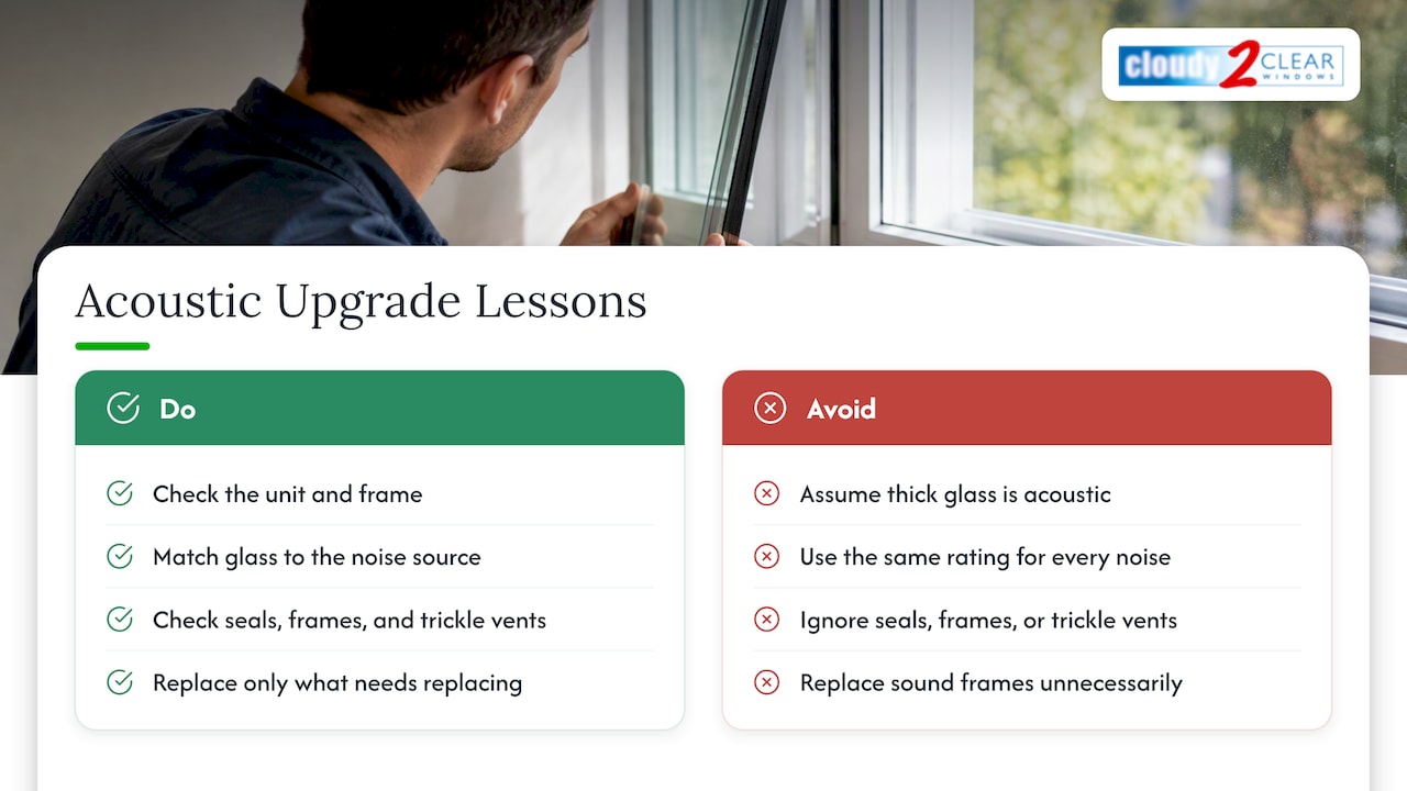 Our view: what we have learned about acoustic upgrades — overview diagram