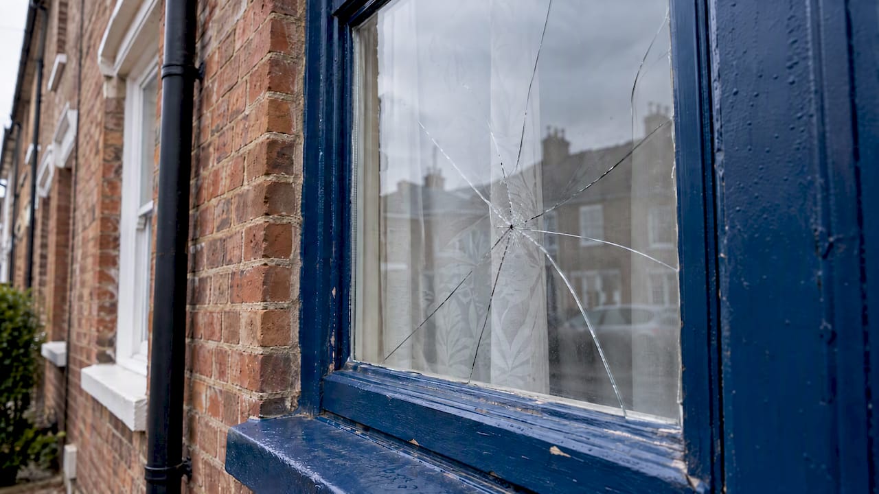 Cracked window in a rented property